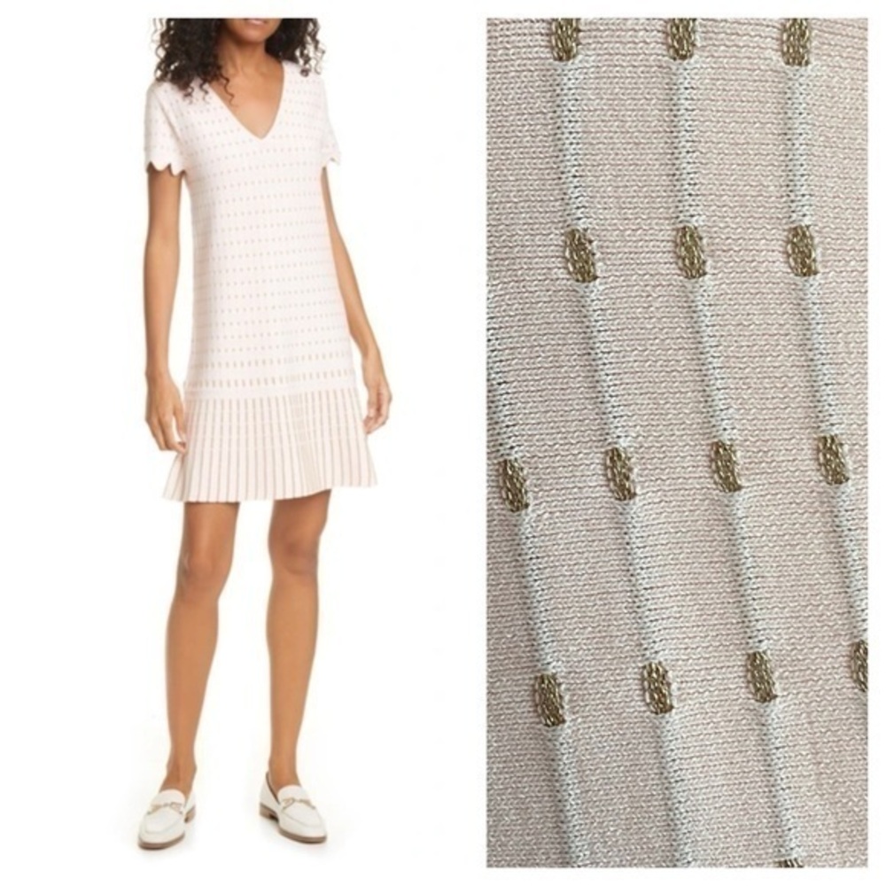 Ted Baker London Pastel Pink Gold Maciiey Knit Sweater Dress 6